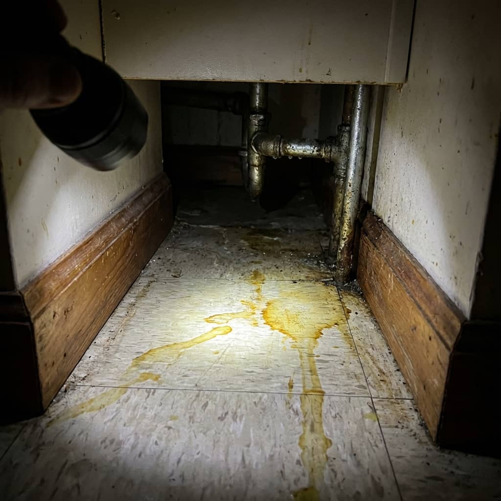 Traces d'urine de rats dans un espace confiné